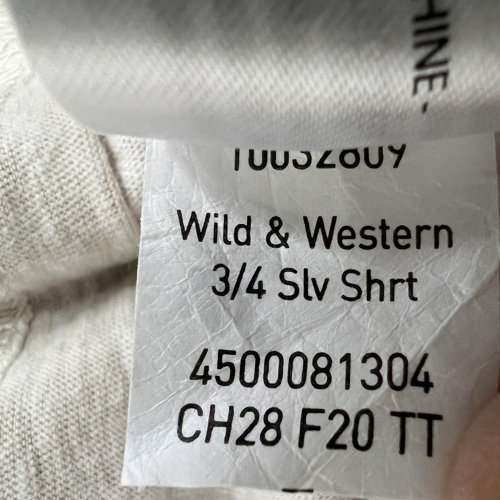 Ariat Shirt Womens M Beige Wild & Western 3/4 Sleeve Raglan Graphic Tee Top - Picture 13 of 16